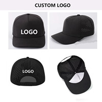 Casquettes de baseball à 5 panneaux avec logo personnalisé, imperméables, découpées au laser, chapeau de golf avec patch en cuir