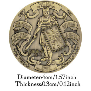 Áo giáp của thần với mô hình người lính cứu trợ cao và phù du cầu nguyện đồng xu thách thức mạ đồng - Product Image 3