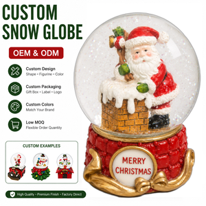 Globo de Nieve Navideño Personalizado OEM con Santa Claus Escalando una Chimenea, Base de Ladrillo Rojo y Frase 'Feliz Navidad', para Decoración Navideña y Regalos - Product Image 1