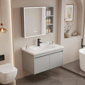 Set furnitur mandi kecil tahan air, kabinet kamar mandi kayu + kayu lapis persegi Modern Solid Vanity 32 inci - Product Image 6