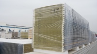 Panneau sandwich en laine de roche à isolation thermique de 50 à 200 mm, panneau composite en laine minérale ignifuge pour mur-rideau métallique