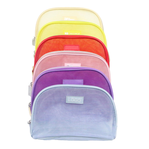 Оптовая продажа, прозрачная нейлоновая сетчатая косметичка из органзы с логотипом, водостойкая застежка-молния, маленькая косметичка для косметики - Product Image 1