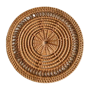 Vente en gros de paille naturelle tissée décoration murale maison salon tenture murale chambre chevet décoration assiette - Product Image 6