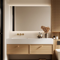 Meuble de salle de bain haut de gamme de style européen, noir et blanc, avec double vasque suspendue
