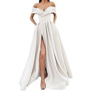 Robe de soirée longue en satin à épaules dénudées, élégante et cintrée, pour femmes, tailles XS S M L XL XXL - Product Image 5