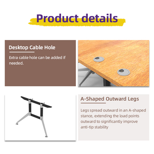 Bureau modulaire réglable en hauteur pour 8 personnes avec plateau en bois et acier, table de personnel détachable pour les fêtes et les salles de formation - Product Image 3