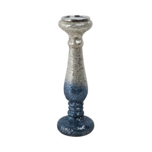 Portacandele in Vetro Sfumato Effetto Craquelé, Moderno Candelabro a Colonna, Centrotavola, Decorazione per la Casa - Product Image 1