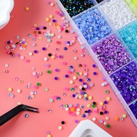 Kit de 30 couleurs de strass en résine à dos plat, 27000 pièces, avec stylo à colle B7000, pincettes, cuillère, taille-crayon, plateau, pour DIY