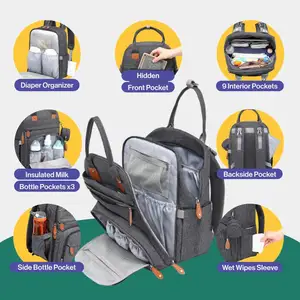 Diaper Bag Backpack Hot Sale Logo Custom Multi Function Waterproof Diaper Bag Travel Essentials Baby Tote With Changing Pad