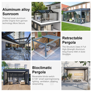 Pergola de jardin extérieure en aluminium 3x3m, 3x4m, 4x3m, 4x4m, 4x5m, 4x6m, 6x3m, 6x4m, 6x5m, 6x6m avec abri latéral pour jardin, cour arrière ou <span class=keywords><strong>piscine</strong></span> - Product Image 6