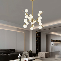 Lampe de plafond en fer et verre au design moderne et épuré, style post-moderne, lustre suspendu Magic Bean, lumière à intensité variable, installation facile