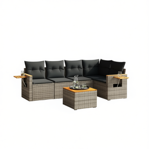 Ensemble de canapés de jardin en rotin gris 4 places, mobilier d'extérieur résistant aux intempéries, design contemporain - Product Image 1