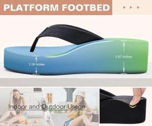 Infradito con zeppa con plateau da donna sandali bassi estivi alla moda comodi da passeggio per esterni con Slip-on superiore in Pu - Product Image 3