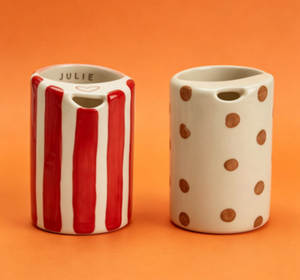 <span class=keywords><strong>Tazza</strong></span> in <span class=keywords><strong>Ceramica</strong></span> a Righe Fatta a Mano <span class=keywords><strong>con</strong></span> Cannuccia per Asporto - Product Image 4