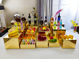 Exhibidores NewStar, Juego de 13 Piezas de Exhibidores Acrílicos Dorados, Soportes <span class=keywords><strong>para</strong></span> Mesa, Buffet, Postres, Resistentes al Agua y Duraderos - Product Image 5