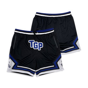 Pantalones cortos personalizados hombres bordado impermeable cremallera doble capa popular malla baloncesto pantalones cortos - Product Image 2