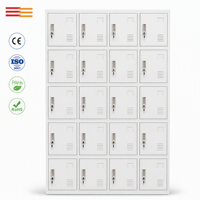 Armoire de rangement en acier à 20 portes, en acier laminé à froid, revêtement poudré, ventilée, capacité de charge de 50 kg par étagère, pour bureau, école, usine, entrepôt