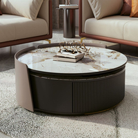 Table basse ronde de luxe moderne avec plateau en pierre frittée, mobilier de salon, OEM ODM, taille et couleur personnalisées