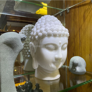 Statue <span class=keywords><strong>de</strong></span> <span class=keywords><strong>tête</strong></span> <span class=keywords><strong>de</strong></span> <span class=keywords><strong>bouddha</strong></span> sculptée <span class=keywords><strong>en</strong></span> <span class=keywords><strong>pierre</strong></span> <span class=keywords><strong>de</strong></span> marbre blanc, taille personnalisée chinoise, décoration extérieure <span class=keywords><strong>de</strong></span> <span class=keywords><strong>jardin</strong></span> Zen - Product Image 3
