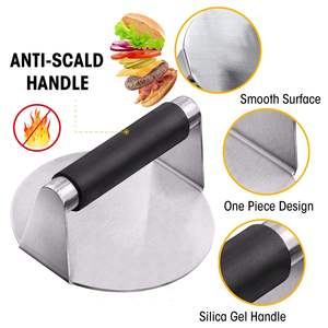 Alat Penekan <span class=keywords><strong>Burger</strong></span> Anti Lengket dari Baja Tahan Karat dengan Gagang Anti Panas - Product Image 5