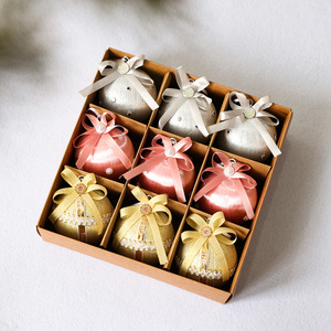 Kotak Hadiah Bola Natal Mewah 9Pcs Pink Emas Perak Hiasan Pohon Natal dengan Pita Rhinestone untuk Dekorasi Pernikahan dan Liburan. - Product Image 3