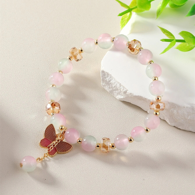 Bracelets D'amitié Plaqué Or - Perles De Cristal Coquelicot Et Coccinelle - Neuf Avec étiquettes