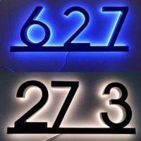 Personalizado al aire libre impermeable LED iluminado acrílico Metal casa números signos hogar nombre figuras transformador hospitales