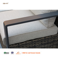 Ensemble de salon de jardin en rotin tressé BHR moderne, résistant aux intempéries, 5 places, avec fauteuil