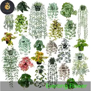 Wholesale Artificial Hanging Greenery Plants Leaf With Pots For Wedding Stage Party Home Office Garden Decoration
