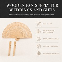 Éventail en bois personnalisé pour fête, mariage chinois, en bambou, feuille de palmier, tissu, carton, fait main