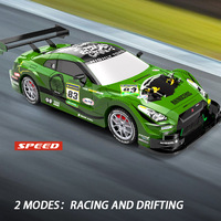 Coche de Derrape RC 1:16 2.4GHz con Aceleración Proporcional, Luces LED Delanteras/Traseras, Chasis Ajustable de 10 Modos y Control Remoto de Alta Gama