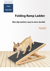 Rampe de soutien articulaire pliable en bois <span class=keywords><strong>pour</strong></span> chiens et chats seniors, surface antidérapante, échelle portable, capacité 50 kg <span class=keywords><strong>pour</strong></span> un accès sécurisé aux lits surélevés - Product Image 2