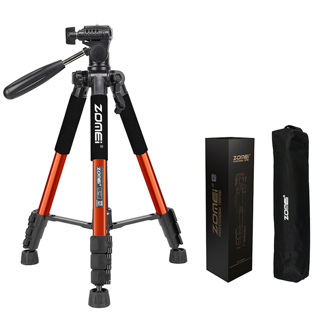 Zomei Camera Tripod 55inch/140cm Smartphone Tripod Flexible Aluminum Travel Tripod Phone Holder For Photography Youtube Orange