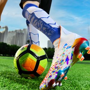 <span class=keywords><strong>Scarpe</strong></span> da calcio <span class=keywords><strong>bianche</strong></span> alte da ragazzo con punte lunghe e copri calcio antiscivolo per l'allenamento invernale e estivo per gli sport all'aria aperta - Product Image 4