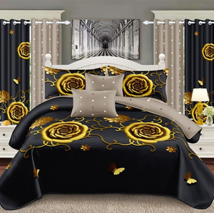 Ensemble de literie et rideaux 6 pièces imprimé <span class=keywords><strong>papillon</strong></span> 3D personnalisé style américain 100 % polyester drap-housse drap plat <span class=keywords><strong>couette</strong></span> – Vente chaude - Product Image 5