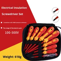 Tournevis d'électricien Poignée en acier au chrome-vanadium isolée manuelle Tête plate Phillips de qualité industrielle magnétique PP + TPR