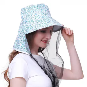 Sombrero de pescador con protección UV para hombre y mujer, máscara antimosquitos para el cuello, ajustable