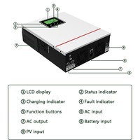 Onduleur solaire hybride monophasé 220V 1Kw/1.5Kw/220V intégré 40A MPPT 12v/24v onduleur solaire à onde sinusoïdale pure divisé
