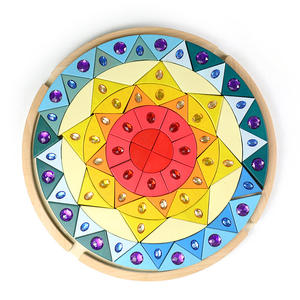 Blocs de construction en <span class=keywords><strong>bois</strong></span> <span class=keywords><strong>Mandala</strong></span> Creative Sun Jewel pour enfants - Ensemble de puzzles éducatifs pour enfants Blocs arc-en-ciel intelligents Jouet éducatif - Product Image 1