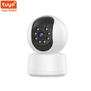 Tuya kamera 2.4GHz Pan/Tilt dalam ruangan cerdas, keamanan WiFi dengan penglihatan malam, deteksi gerakan dan port pengisian Tipe C