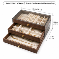 Multi Drawer Jewelry Box Large Capacity Wooden Jewellery Storage Organizer With Removable Velvet Trays