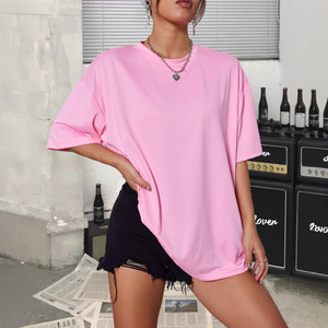 Camiseta de verano de Color sólido de algodón para mujer Street Hip Hop Casual manga corta moda Tops Anti-Pilling cómodas camisetas - Product Image 4