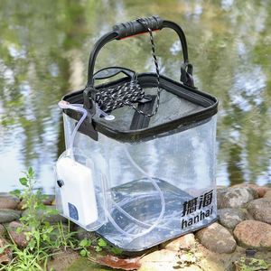 Le nouveau seau à poissons transparent pliable, seau de pêche multifonctionnel portable - Product Image 2
