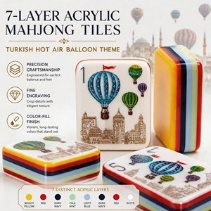 Tuiles de Mahjong Américaines 160 Pièces Motif Montgolfière de Cappadocia Matryoshka en Acrylique Mahjongg Vente en Gros Personnalisé Prêt <span class=keywords><strong>à</strong></span> Expédier - Product Image 5
