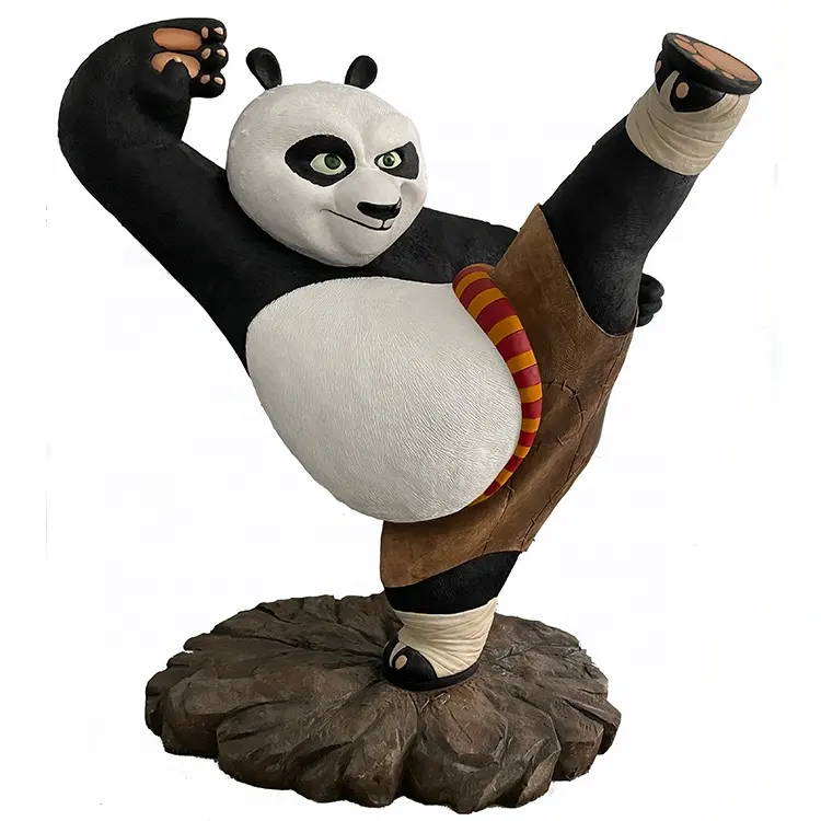 Aangepaste Cartoon Karakter Levensgrote Glasvezel Kung Fu Panda Ornament Voor Bruiloft Decoratie & Cadeau