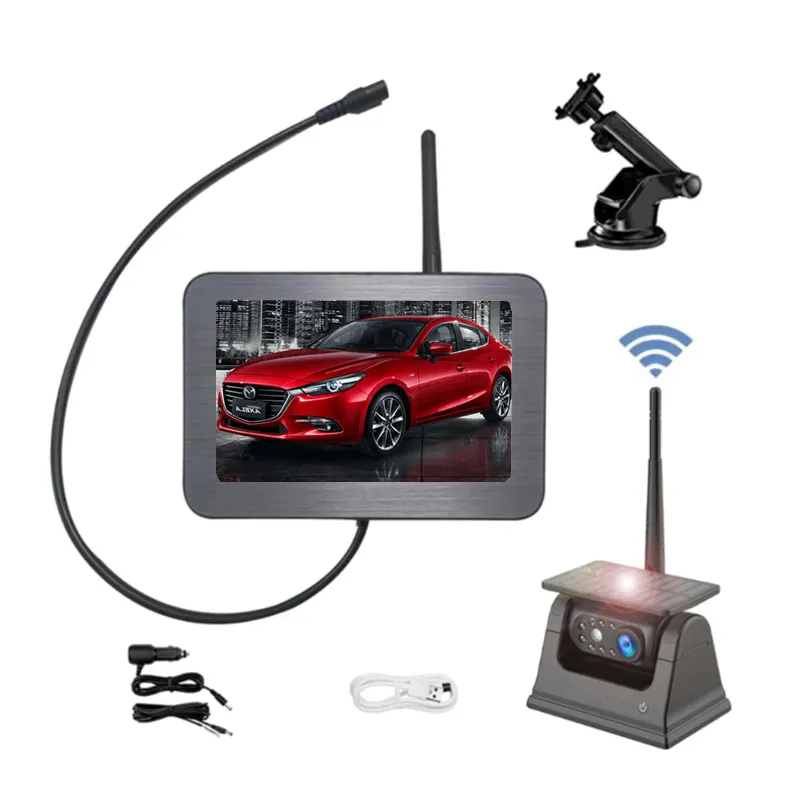 Neuer beliebter digitaler kabelloser 5-Zoll-Ahd-DVR-Monitor mit magnetischen Backup-Solaraufladungskamera-Kits für verschiedene Fahrzeuge