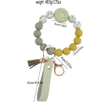 Gelang Manik Silikon Daisy Laris Manis, Gantungan Kunci DIY, Aksesoris Tas, Anti-Hilang, Gantungan Kunci Mobil, Grosir