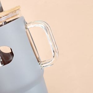 Vaso de Vidrio de Borosilicato de Boca Ancha Reutilizable de 32 oz para Té Boba, Botella de Agua con Funda de Silicona - Product Image 3
