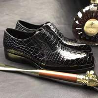 Chaussures habillées de luxe Goodyear faites à la main pour hommes en cuir de crocodile véritable, chaussures de marque pour hommes, chaussures de bureau en alligator pour hommes