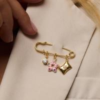 Bros Pin Emas Fashion, Liontin Kristal Bunga Cantik, Bros DIY yang Dapat Diganti, Perhiasan Trendi Wanita
